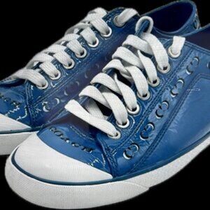COACH Briar Patent Leather Sneakers, Sz 8B, Teal Blue